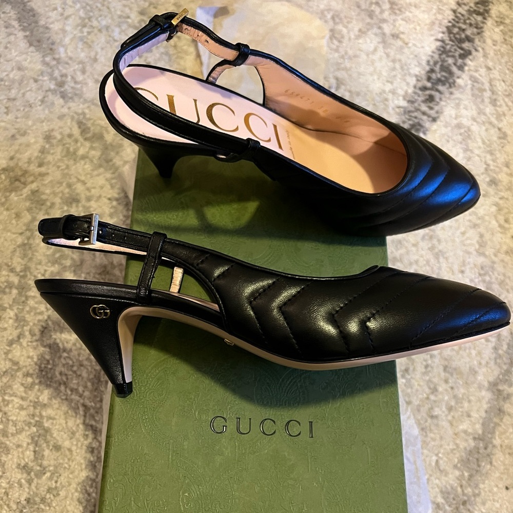 New Gucci leather slingbacks